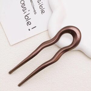 Wavy Rounded Design Hair Pin Stick in Sparkly Gold Bronze Brown & Black Colors!